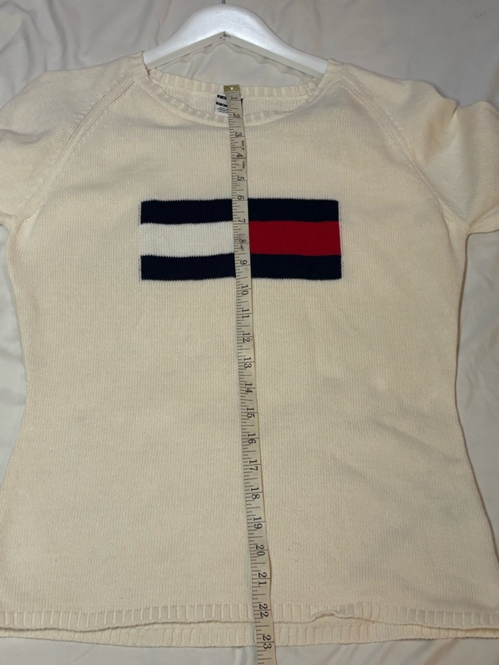 Tommy Hilfiger Children’s Cream Crewneck Sweater with Signature Flag, Size L - Picture 6 of 7
